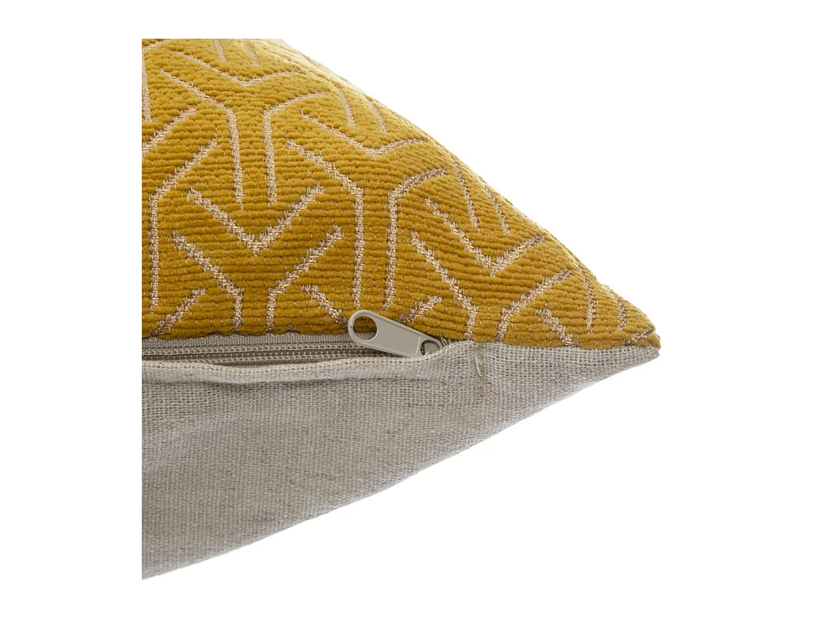 Housse de Coussin chenille Géométrique Ocre 40 x 40 cm