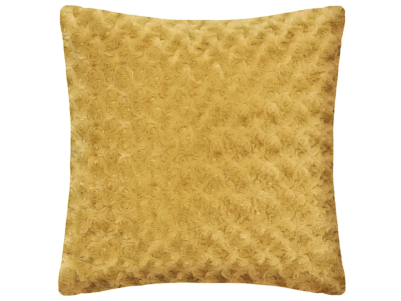 Coussin déhoussable en Fourrure Bouclée Ocre 45 x 45 cm
