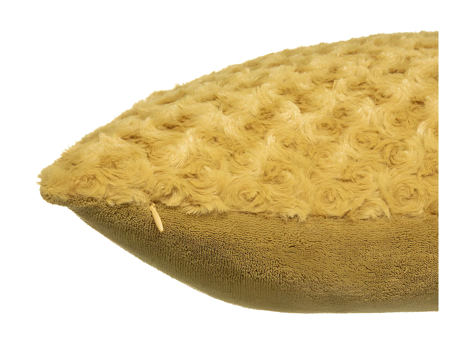 Coussin déhoussable en Fourrure Bouclée Ocre 45 x 45 cm