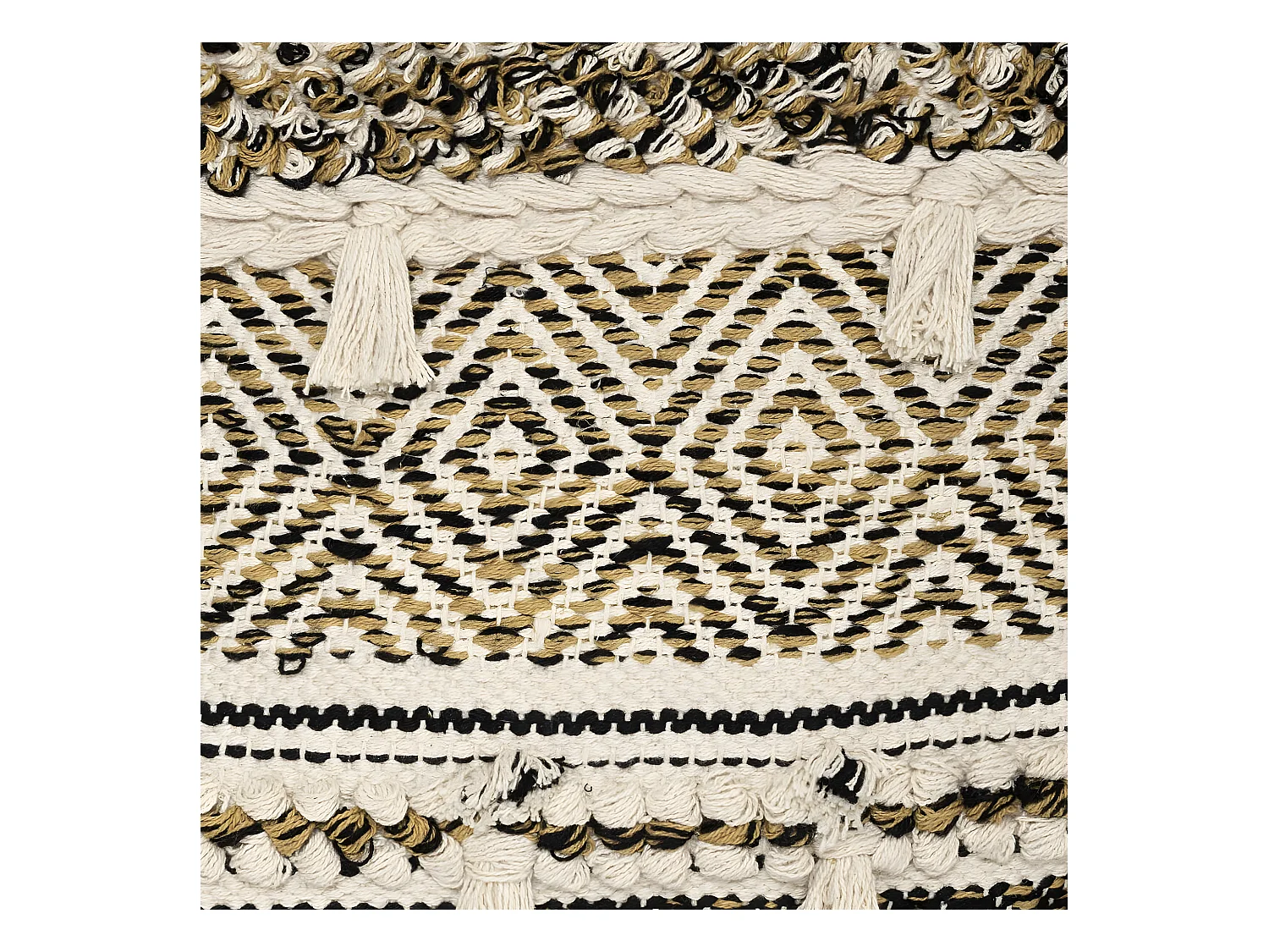 Coussin déhoussable en Coton motif en relief avec Pompons 45 x 45 cm