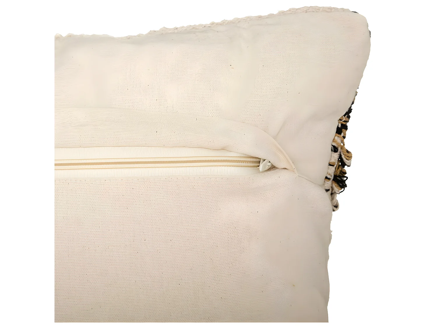 Coussin déhoussable en Coton motif en relief avec Pompons 45 x 45 cm
