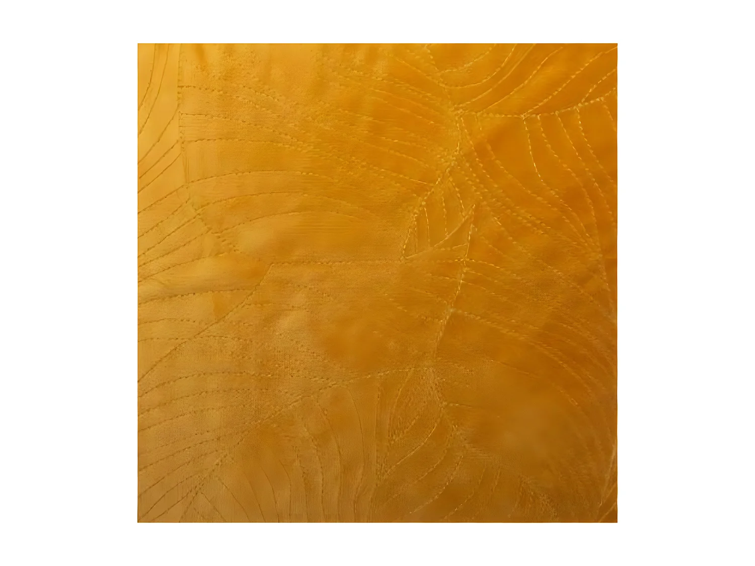 Coussin déhoussable en Velours Ocre avec broderie et pompons 40 x 40 cm