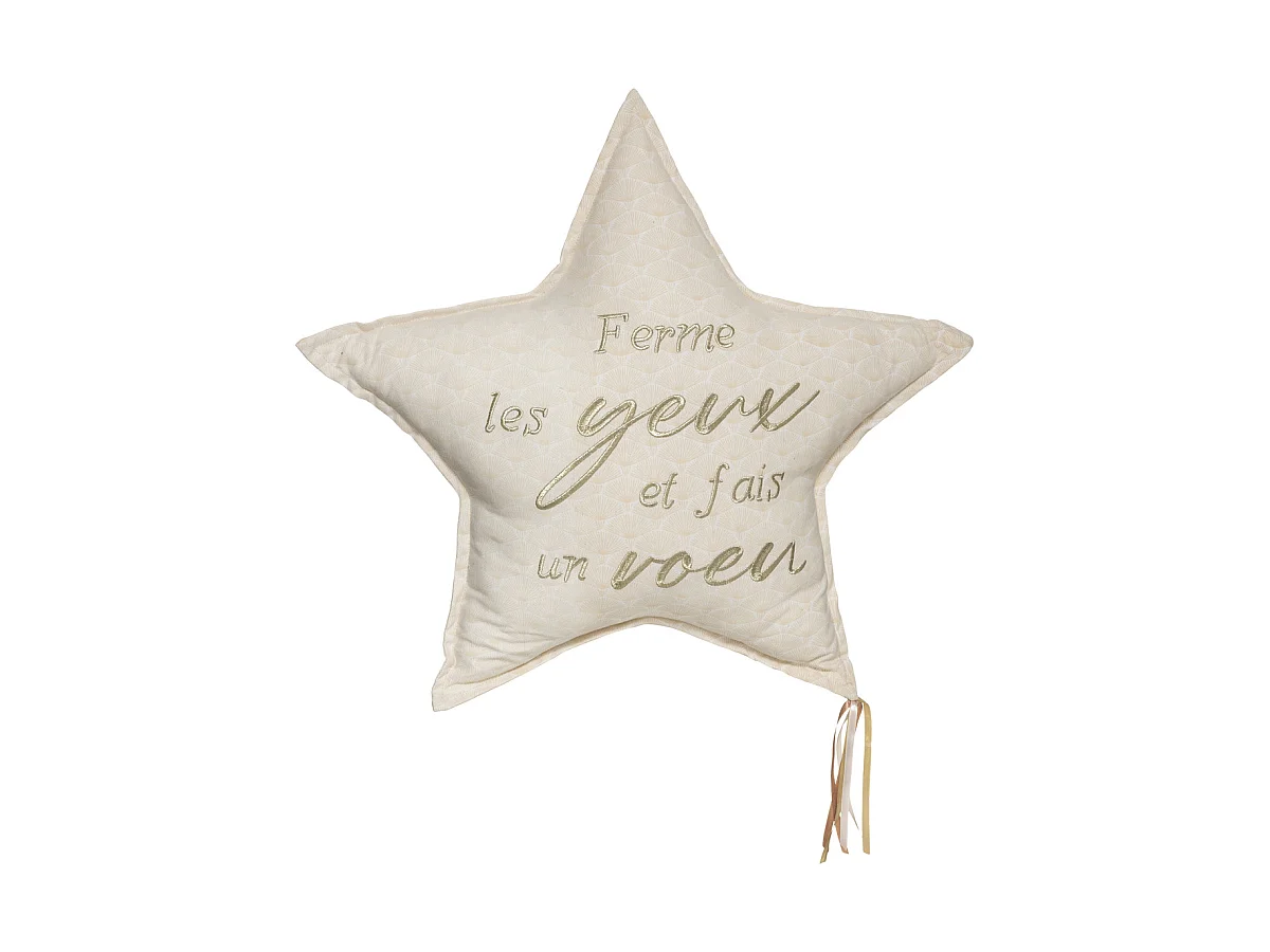 Coussin décoratif Étoile Filante avec broderie grand format 60 x 60 cm