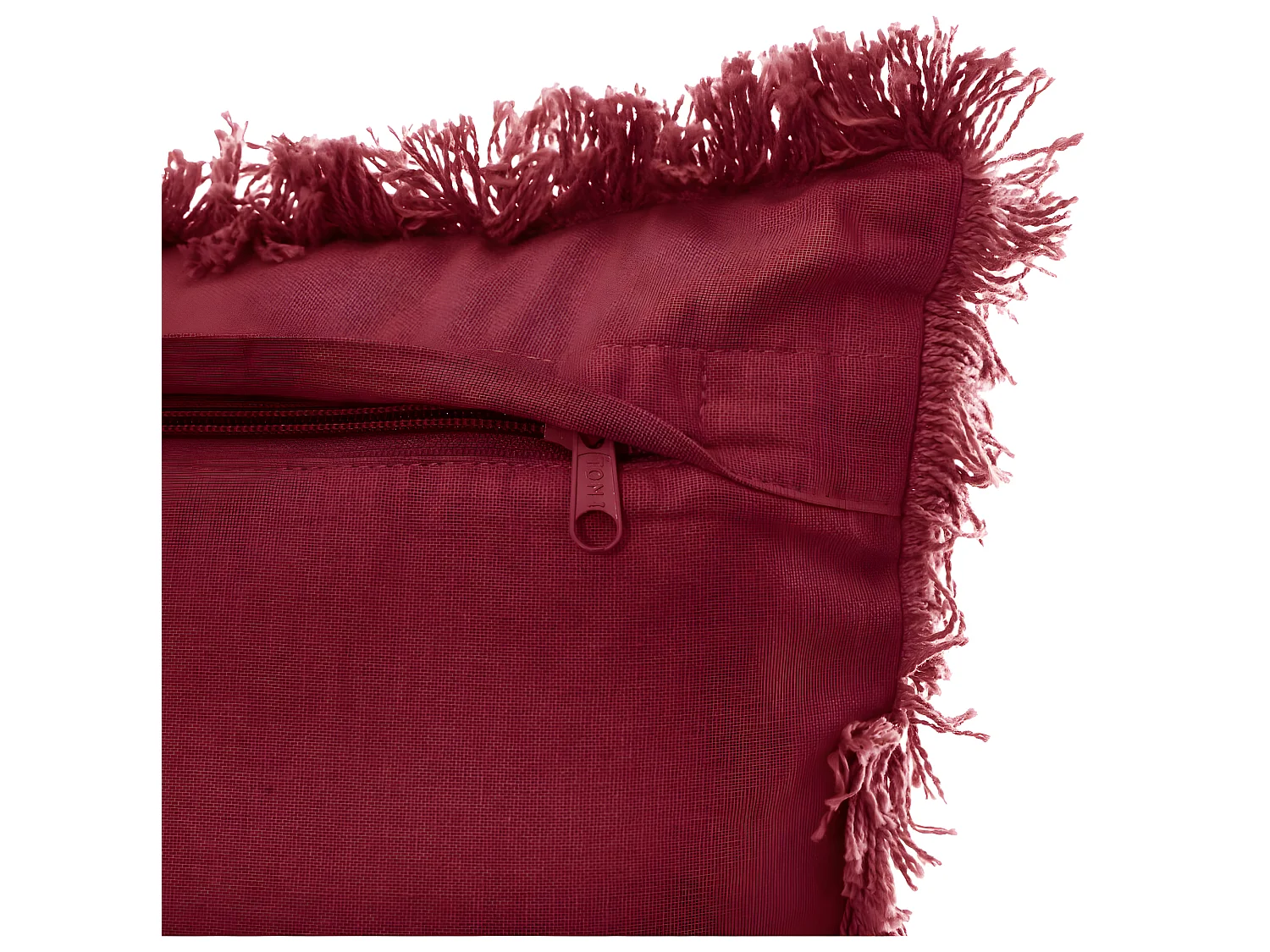 Coussin déhoussable Rouge avec contour frange 30 x 50 cm