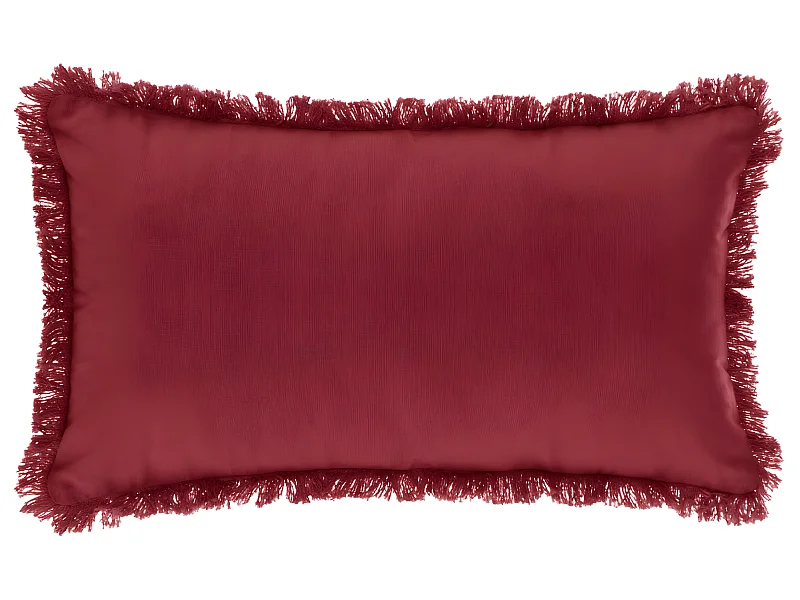 Coussin déhoussable Rouge avec contour frange 30 x 50 cm
