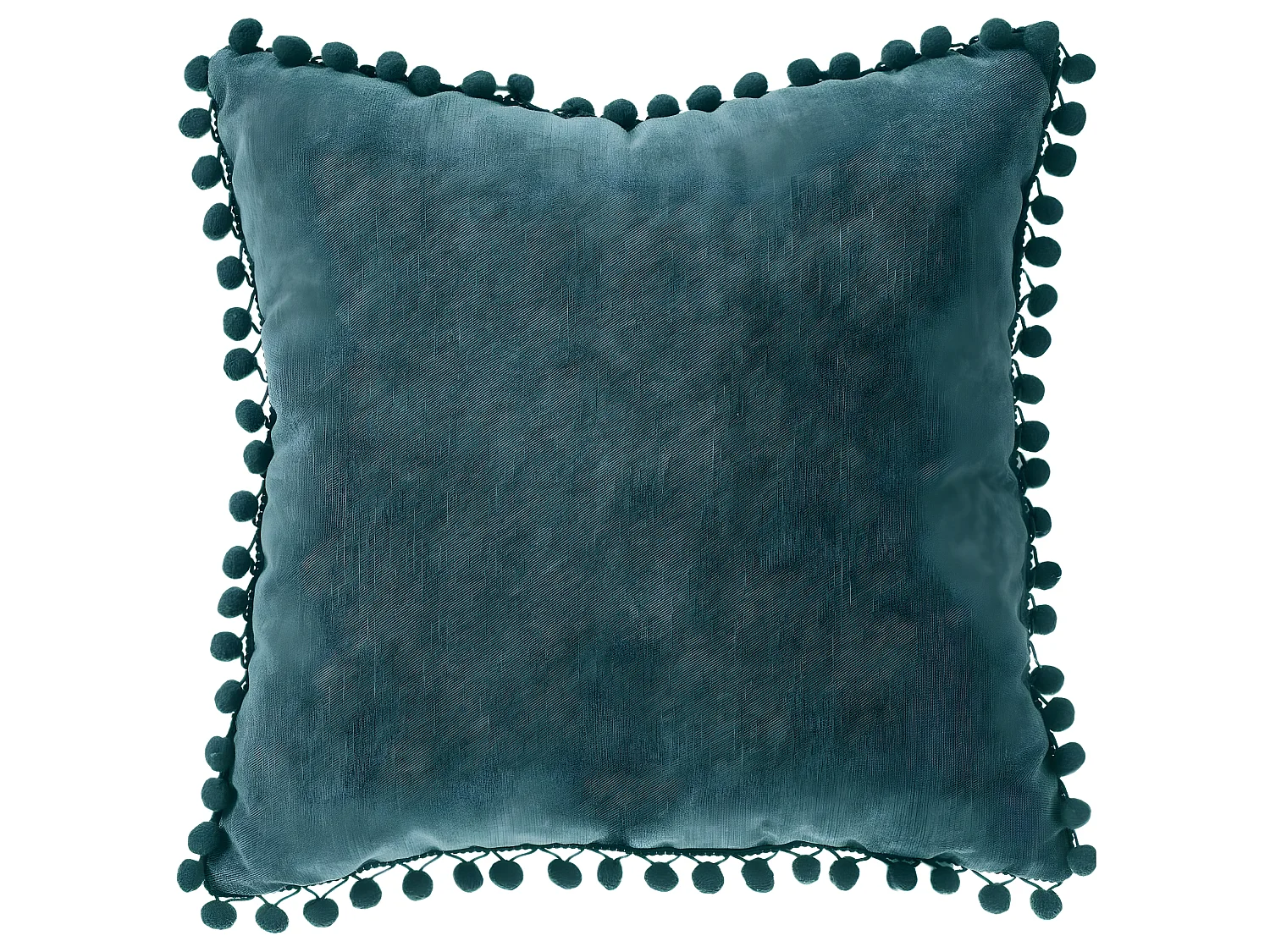 Coussin déhoussable avec Pompons Bleu Canard 40 x 40 cm