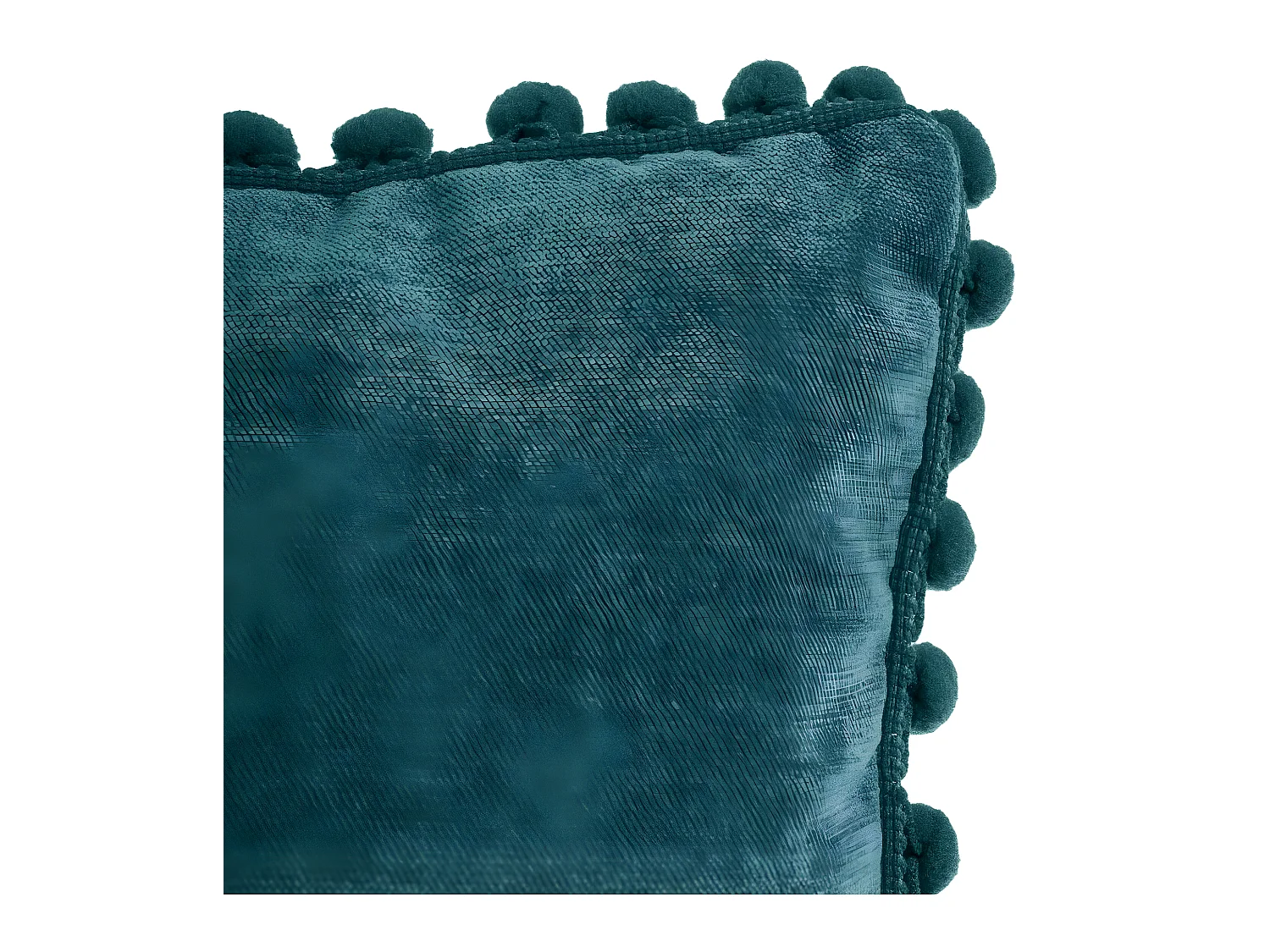 Coussin déhoussable avec Pompons Bleu Canard 40 x 40 cm