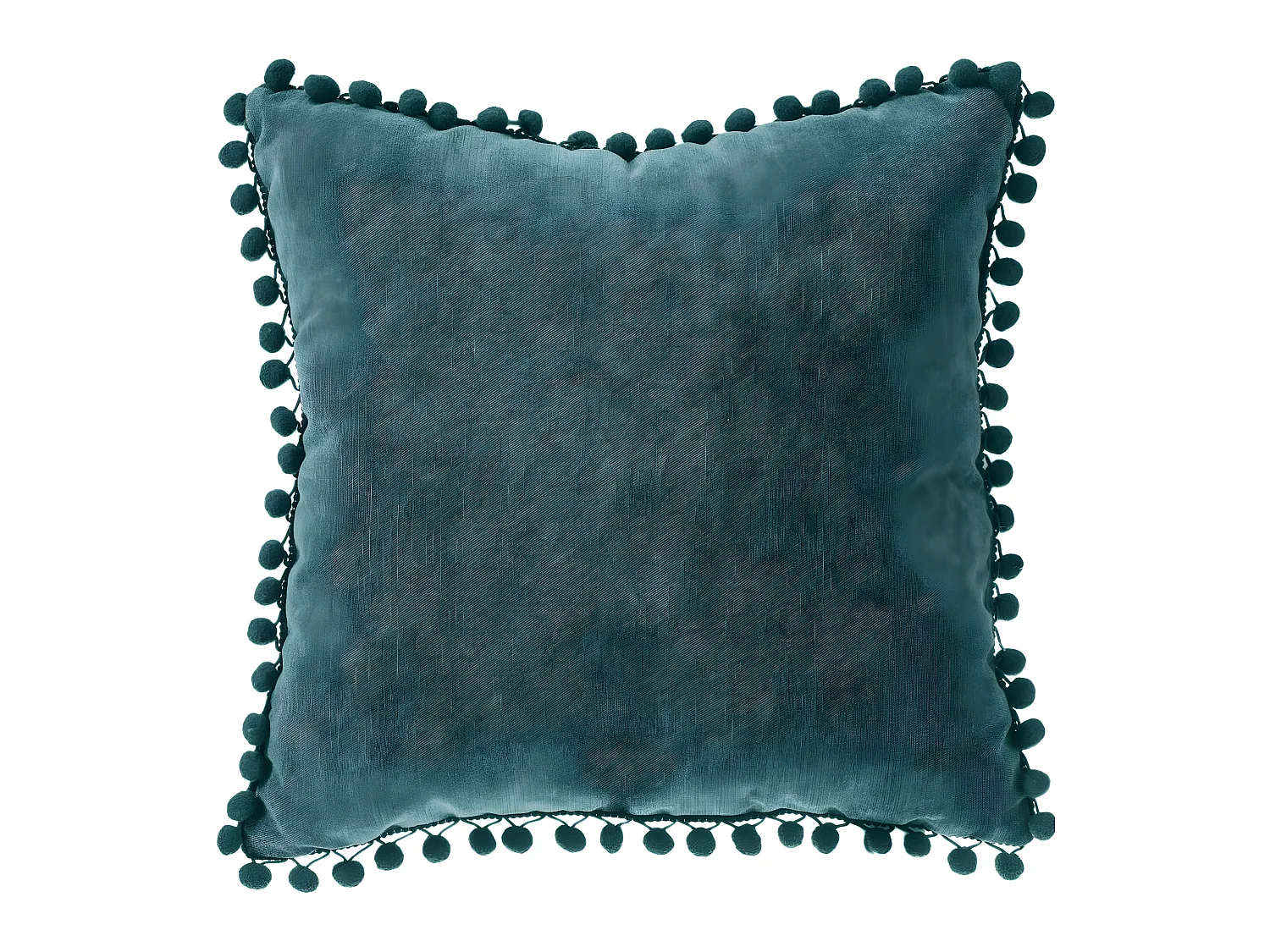 Coussin déhoussable avec Pompons Bleu Canard 40 x 40 cm