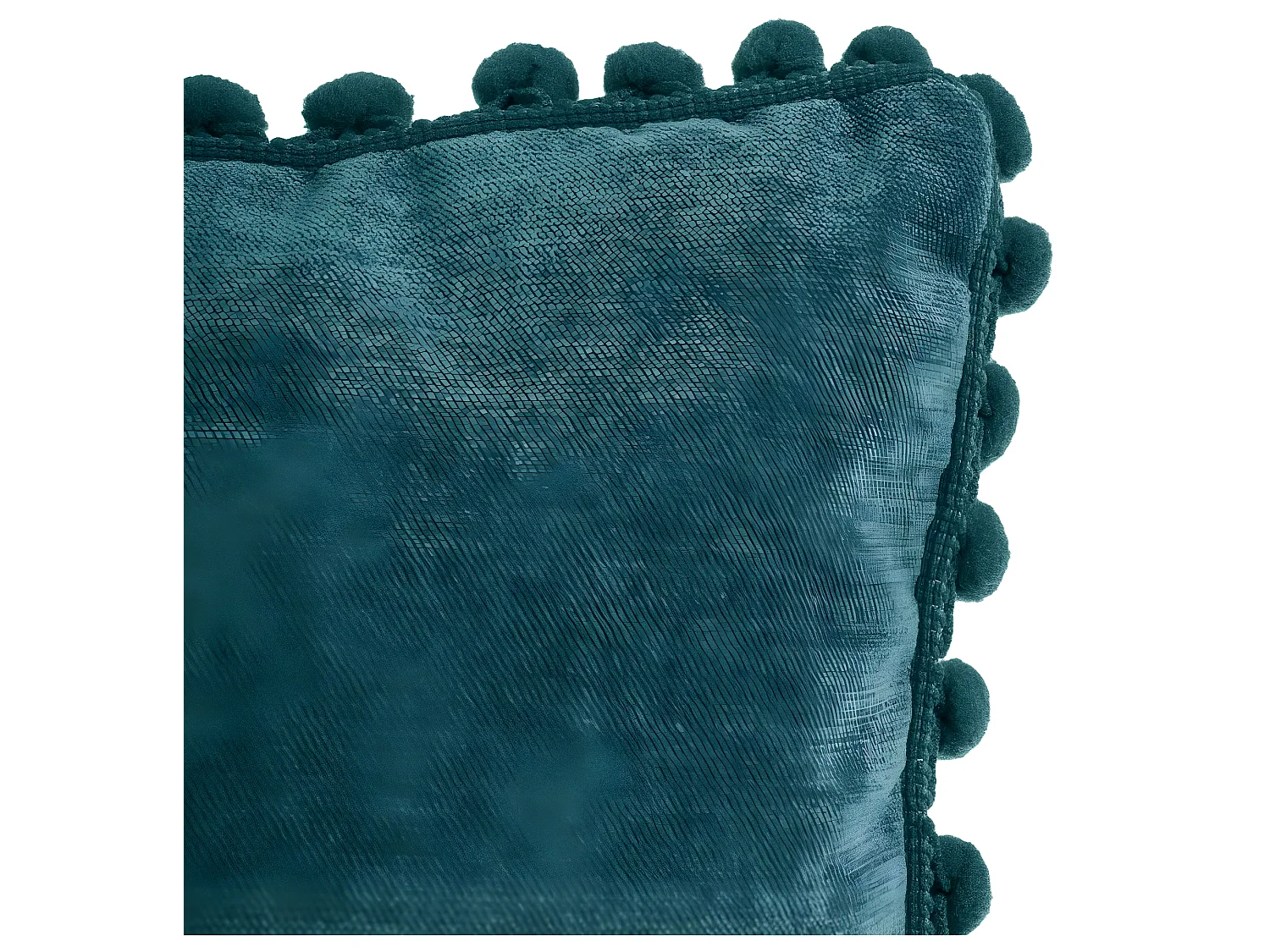 Coussin déhoussable avec Pompons Bleu Canard 40 x 40 cm