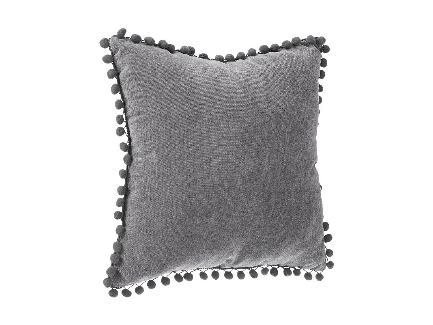 Coussin déhoussable avec Pompons Gris foncé 40 x 40 cm