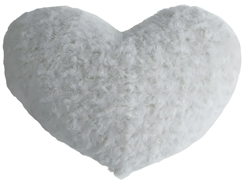Coussin Coeur Bouclette Ivoire