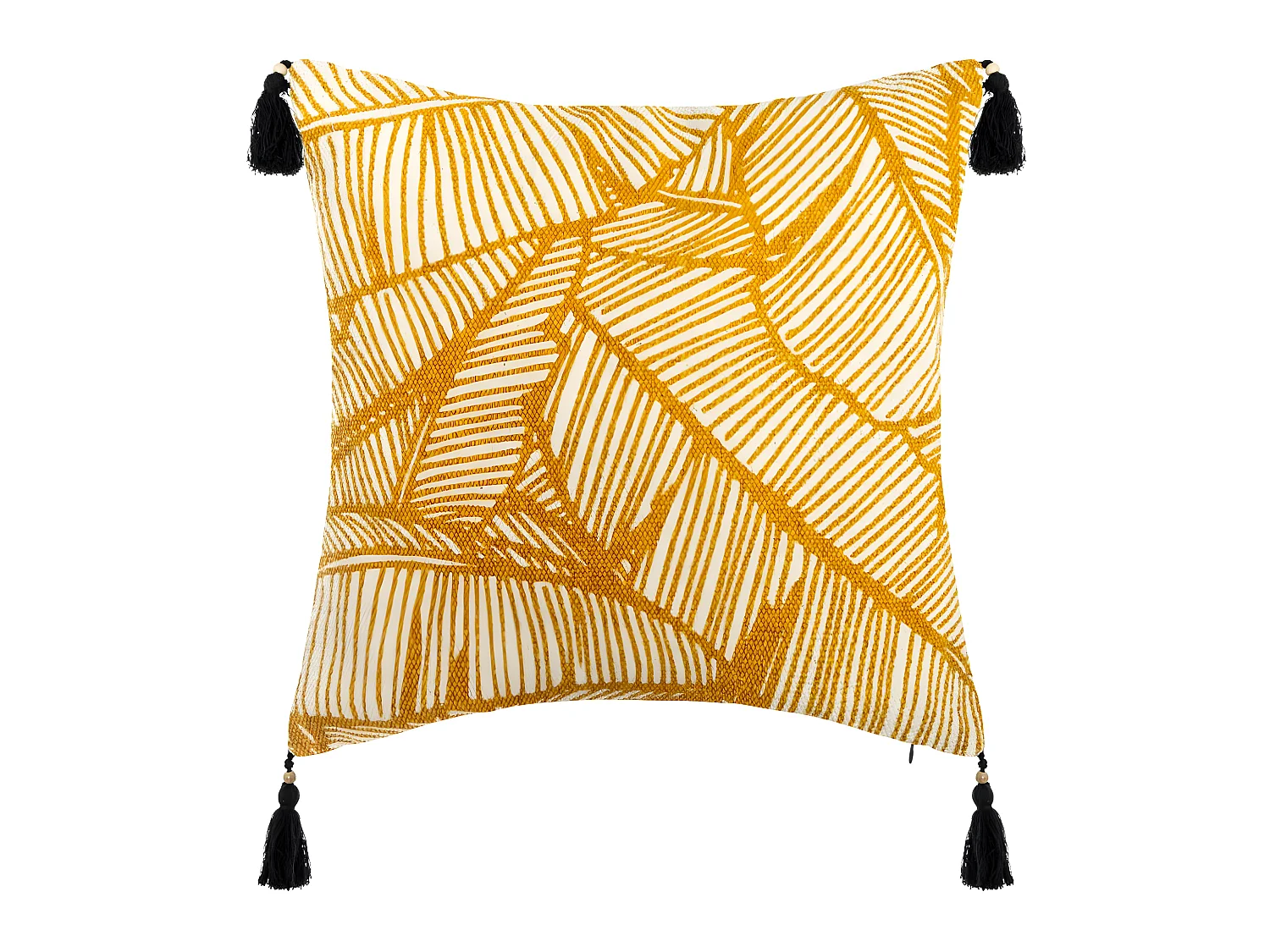 Housse de Coussin Tropiques et Pompons 40 x 40 cm