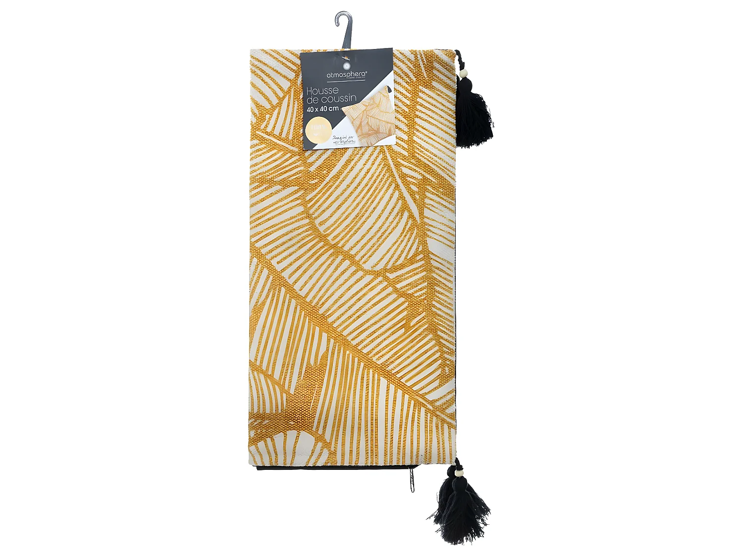 Housse de Coussin Tropiques et Pompons 40 x 40 cm