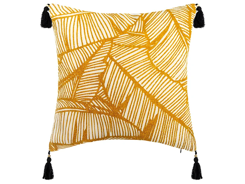 Housse de Coussin Tropiques et Pompons 40 x 40 cm