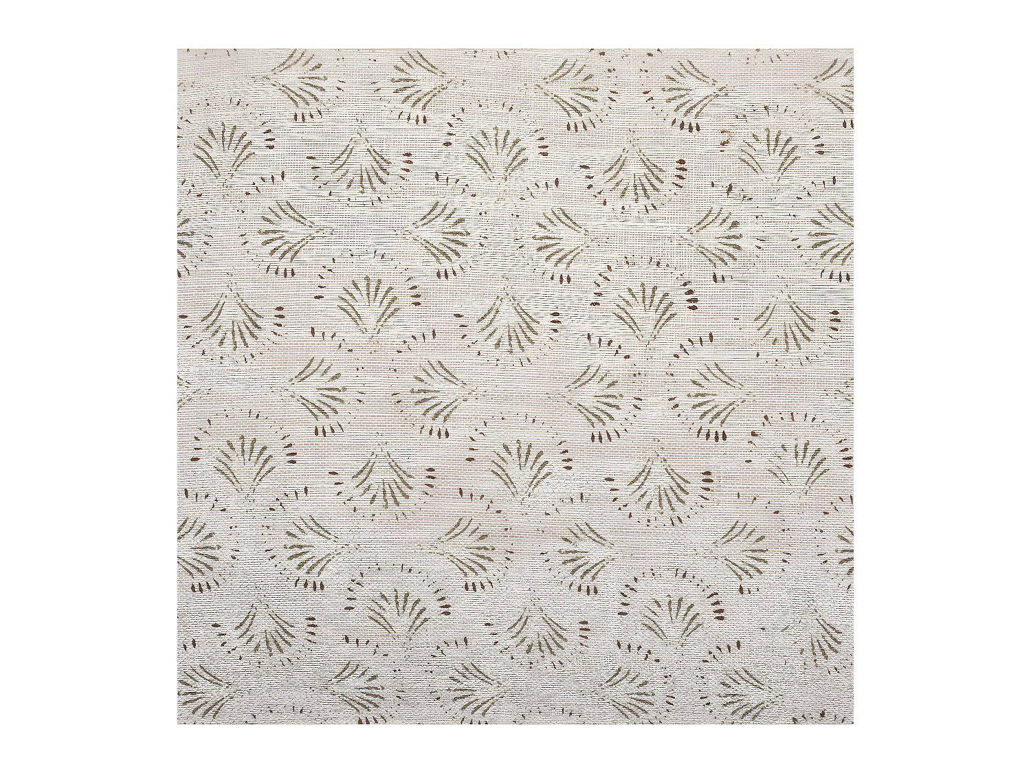 Coussin en Lin Beige imprimé Art déco avec pompons 40 x 40 cm