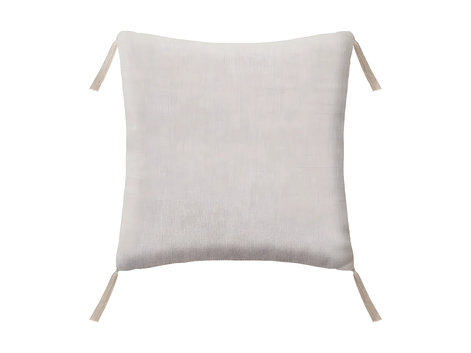 Coussin en Lin Beige imprimé Art déco avec pompons 40 x 40 cm