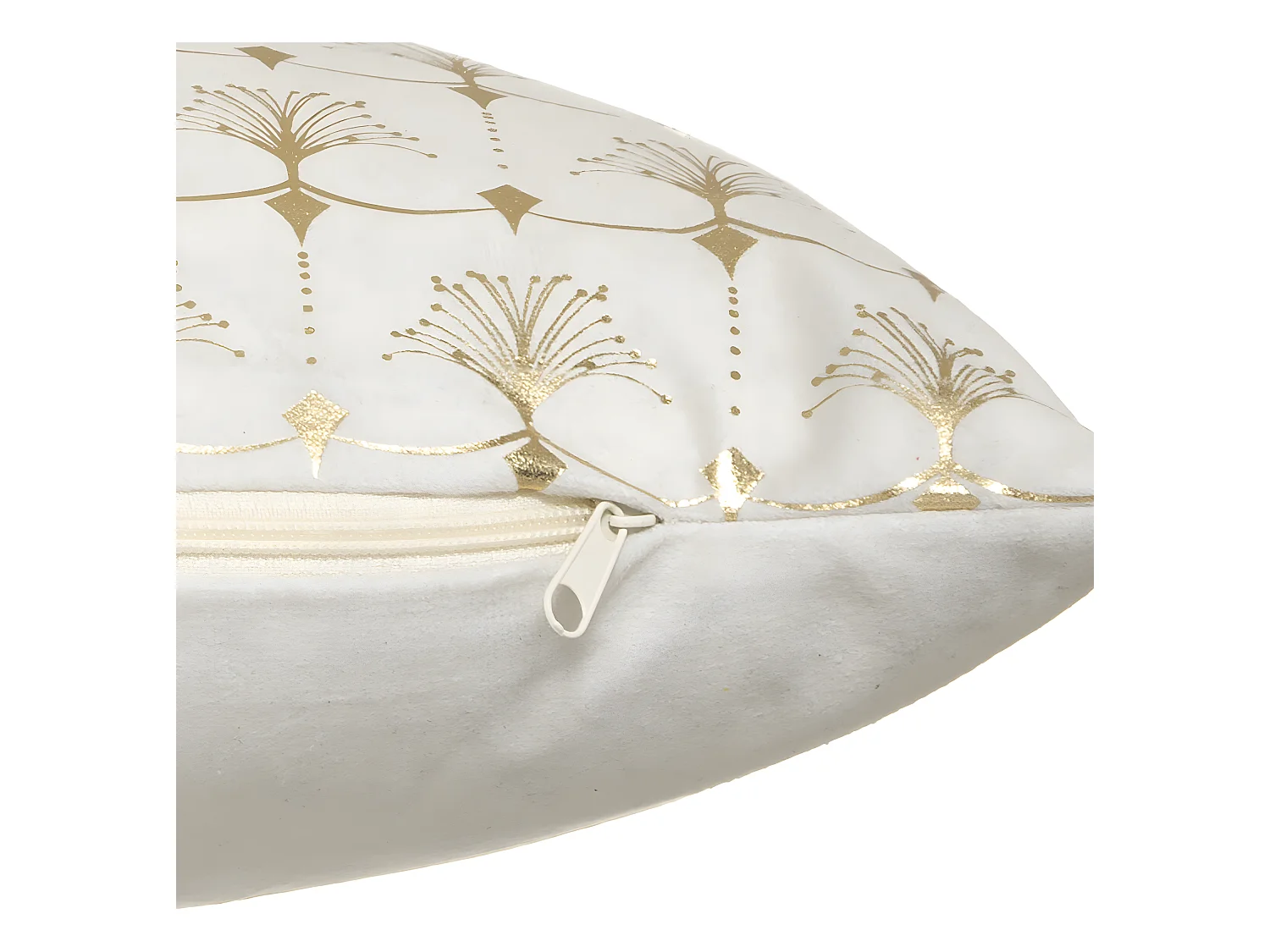 Coussin déhoussable velours Ivoire et Or 30 x 50 cm