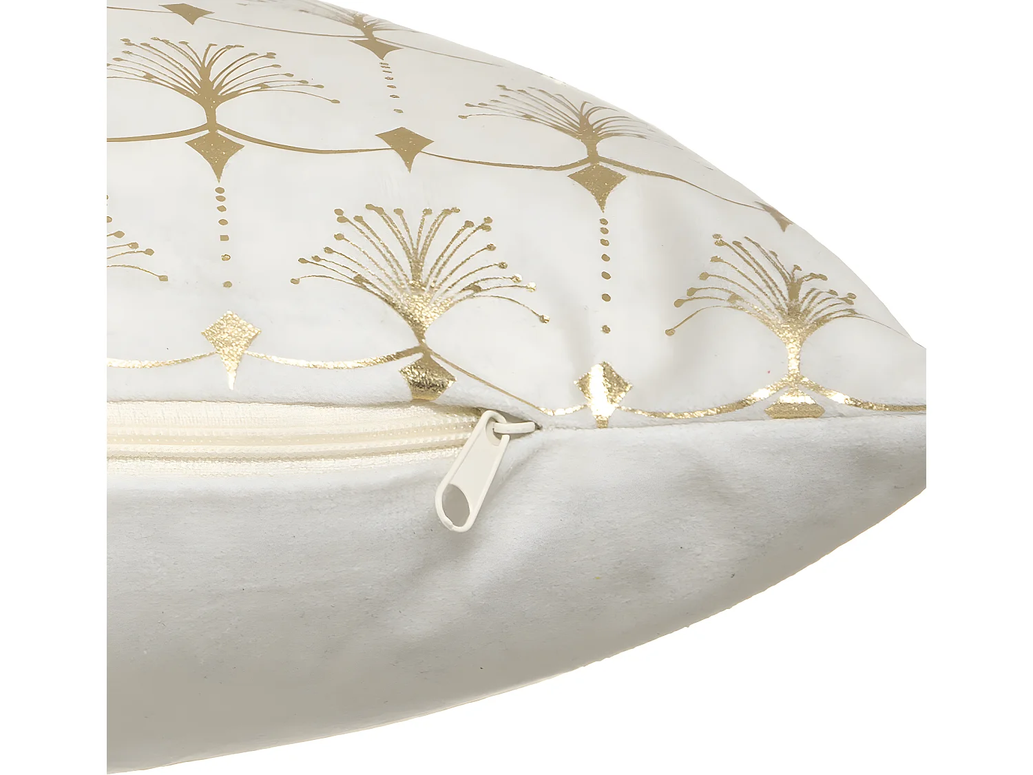 Coussin déhoussable velours Ivoire et Or 30 x 50 cm