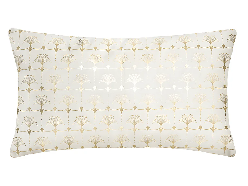 Coussin déhoussable velours Ivoire et Or 30 x 50 cm