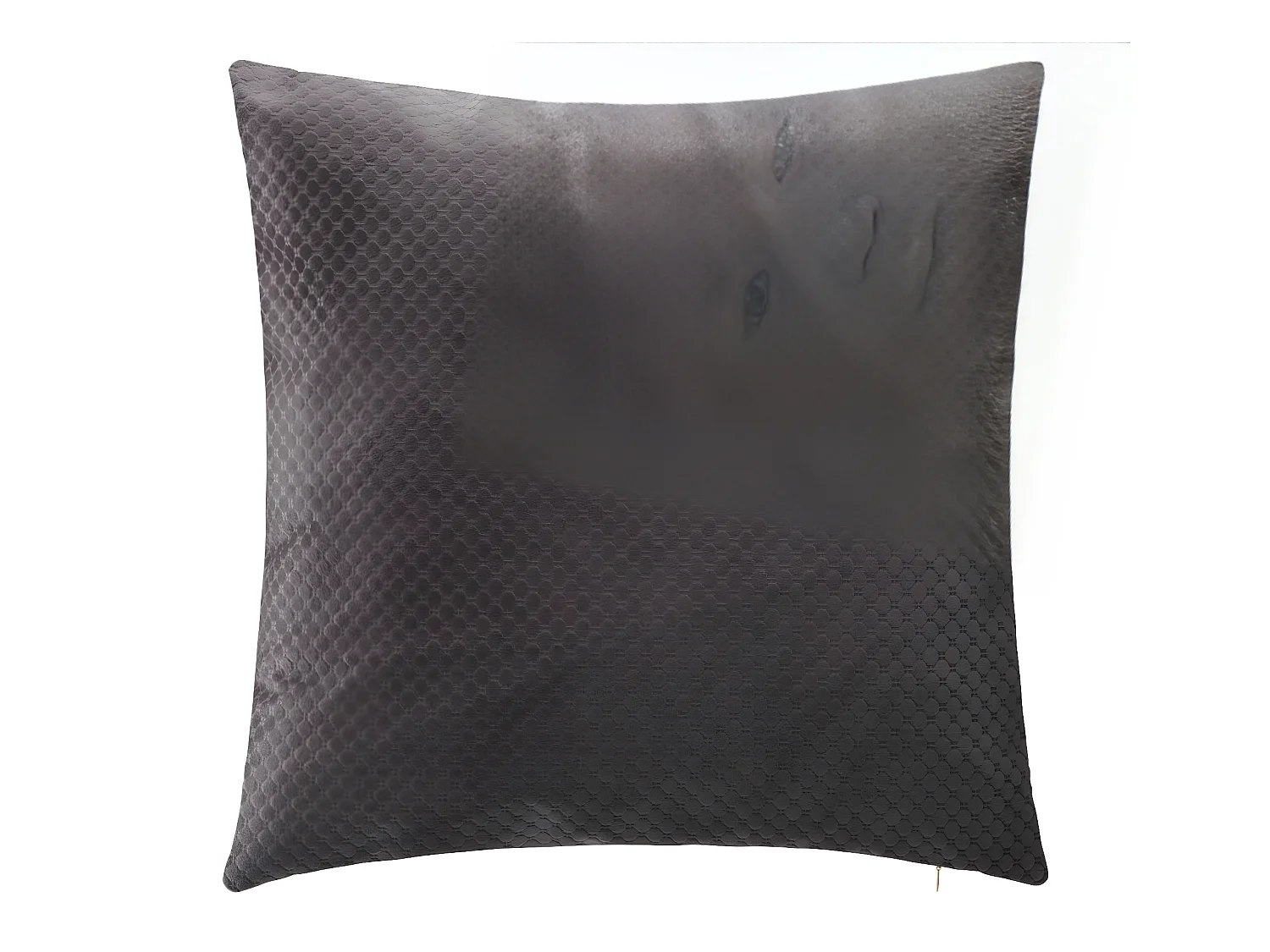 Coussin déhoussable en Velours Gris motif en relief 45 x 45 cm