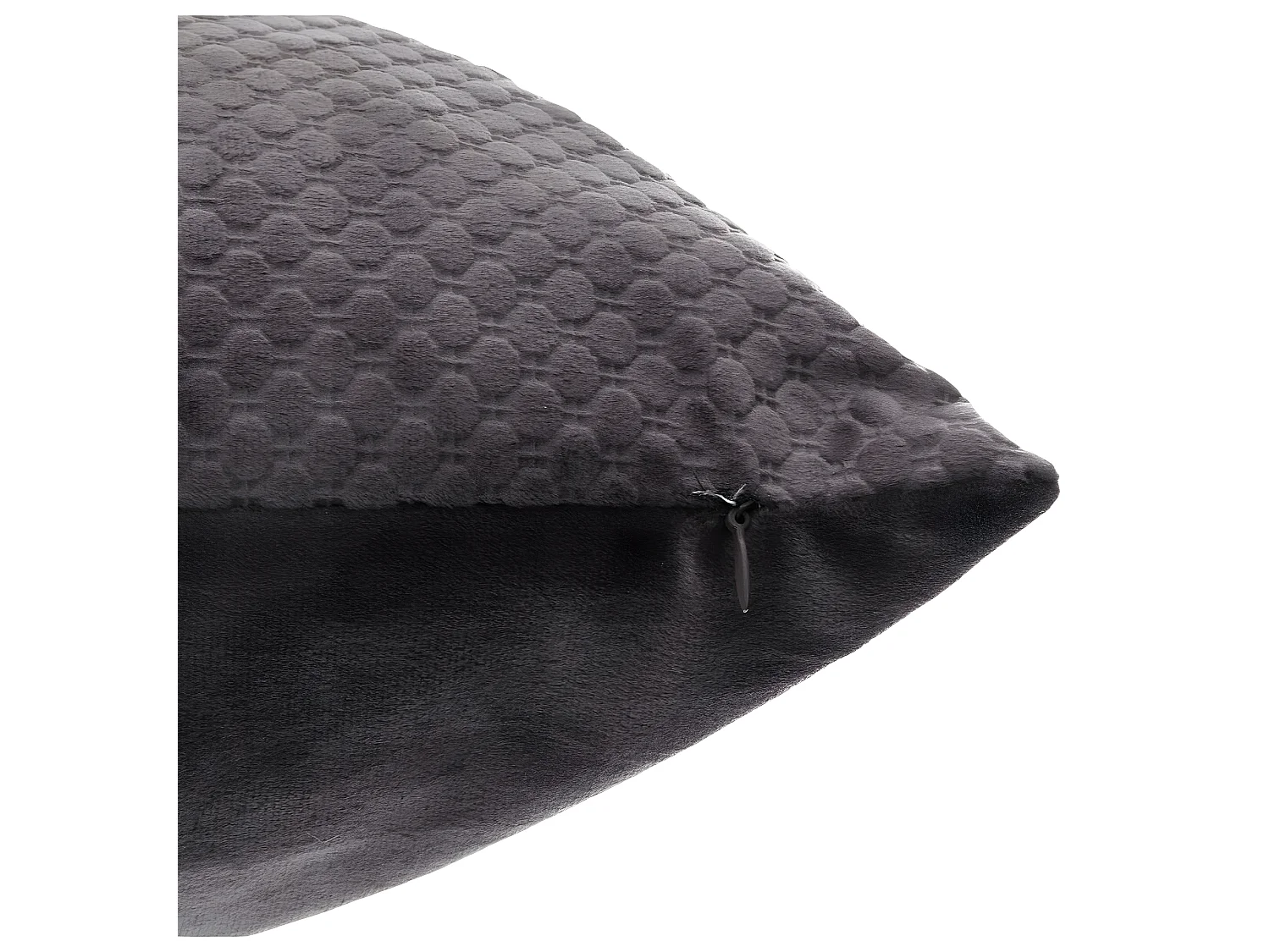 Coussin déhoussable en Velours Gris motif en relief 45 x 45 cm