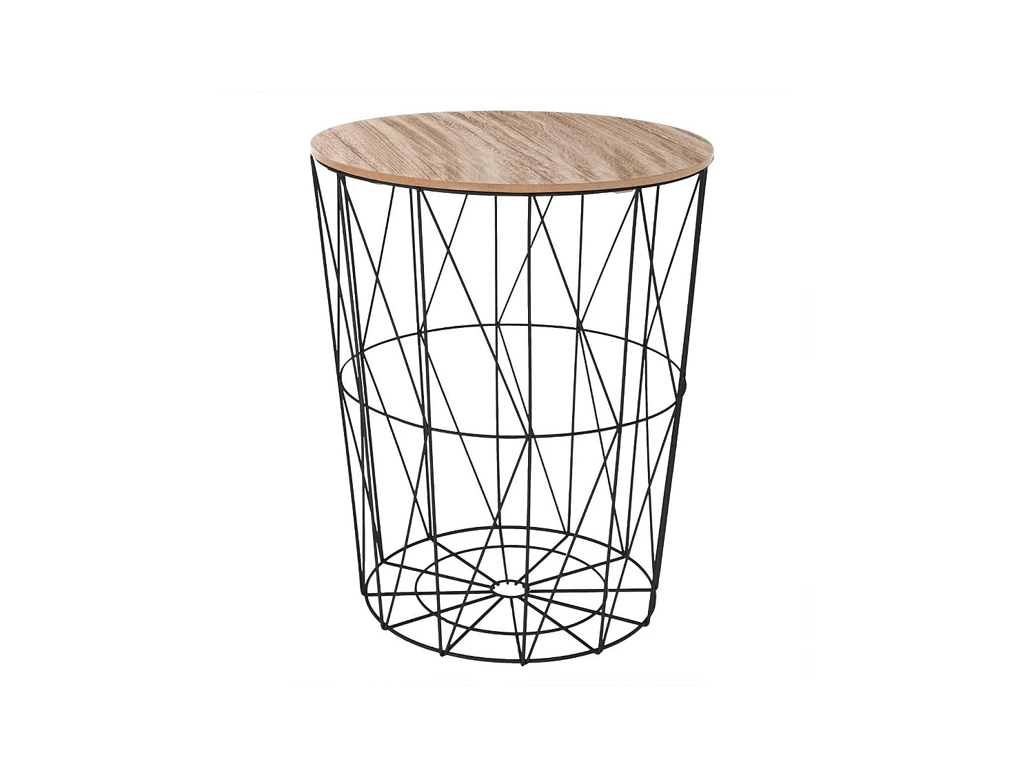 Table à café en Métal Noir et plateau en Bois H 57 cm