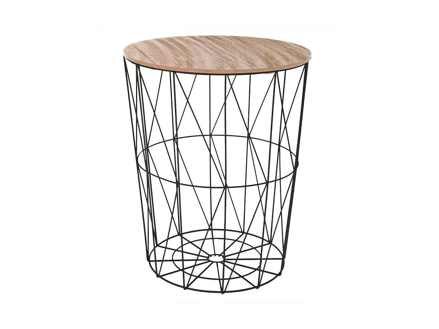 Table à café en Métal Noir et plateau en Bois H 57 cm