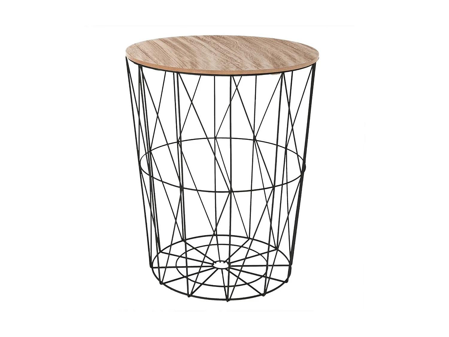 Table à café en Métal Noir et plateau en Bois H 57 cm