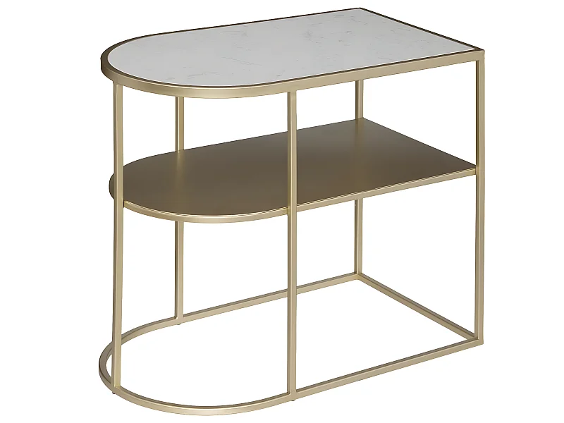 Table à café en Métal Doré et Marbre 52 x H 45 cm