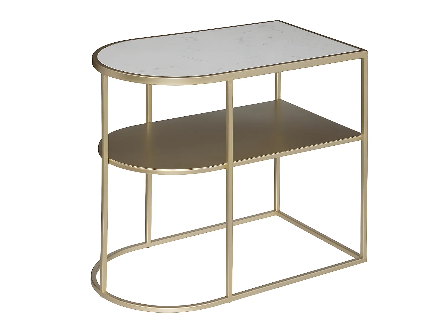 Table à café en Métal Doré et Marbre 52 x H 45 cm