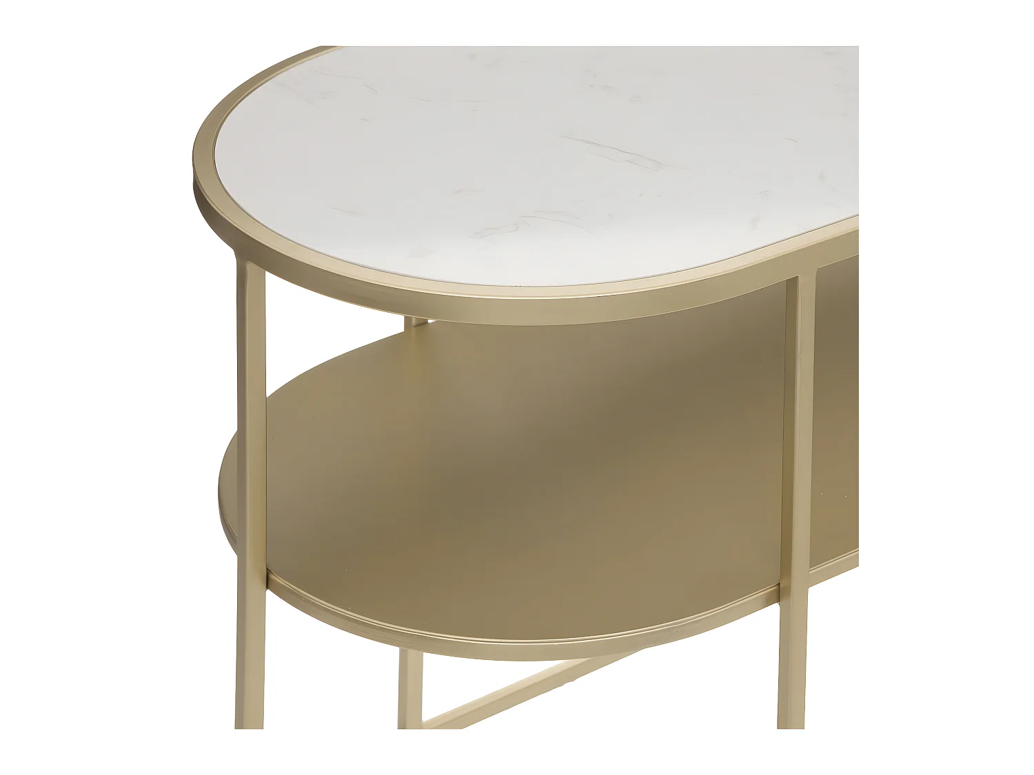 Table à café en Métal Doré et Marbre 52 x H 45 cm