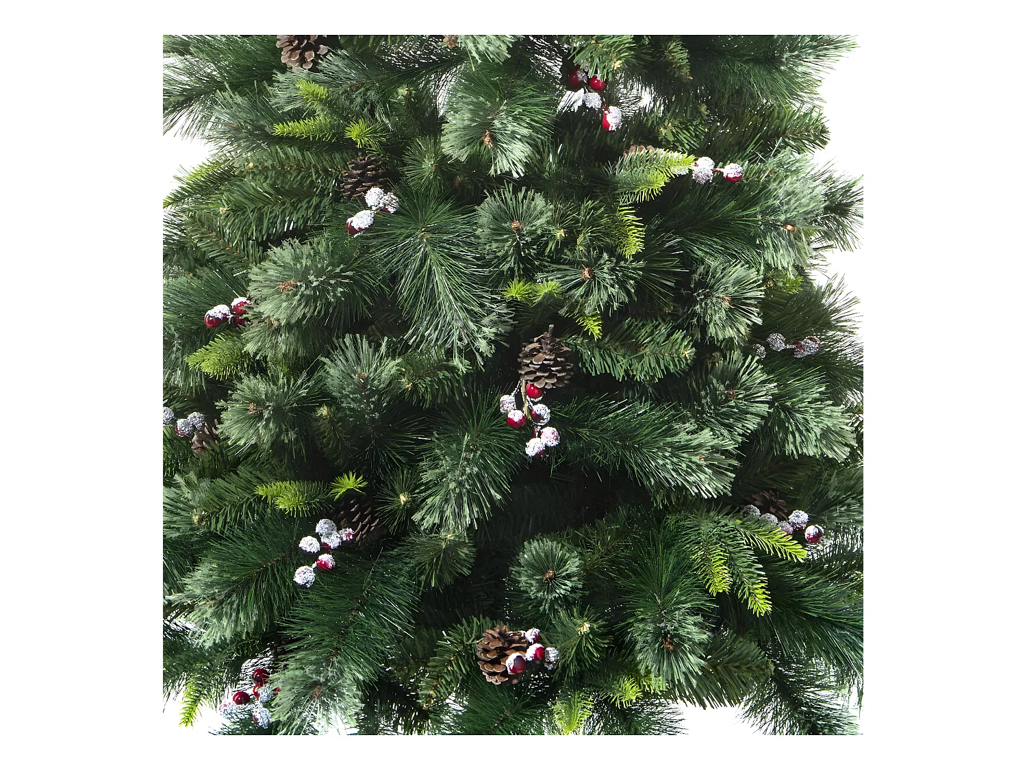 Sapin de Noël artificiel Vert Pommes de pin et Baies rouges H 180 cm