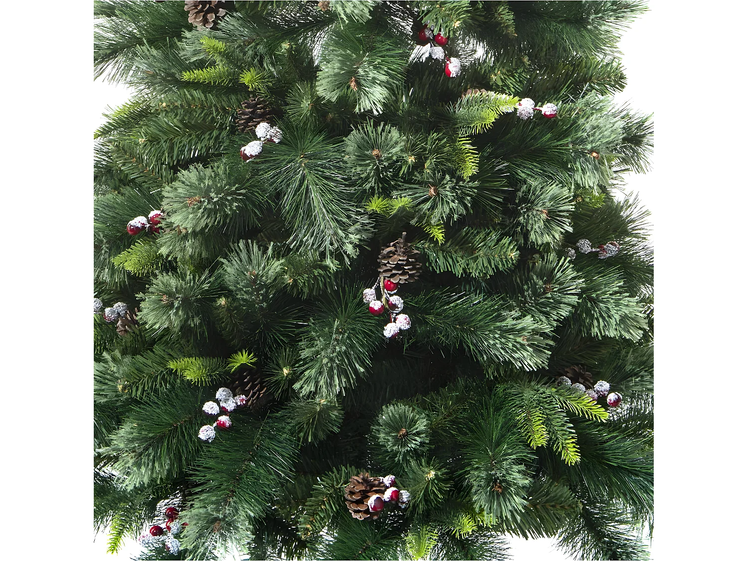 Sapin de Noël artificiel Vert Pommes de pin et Baies rouges H 180 cm