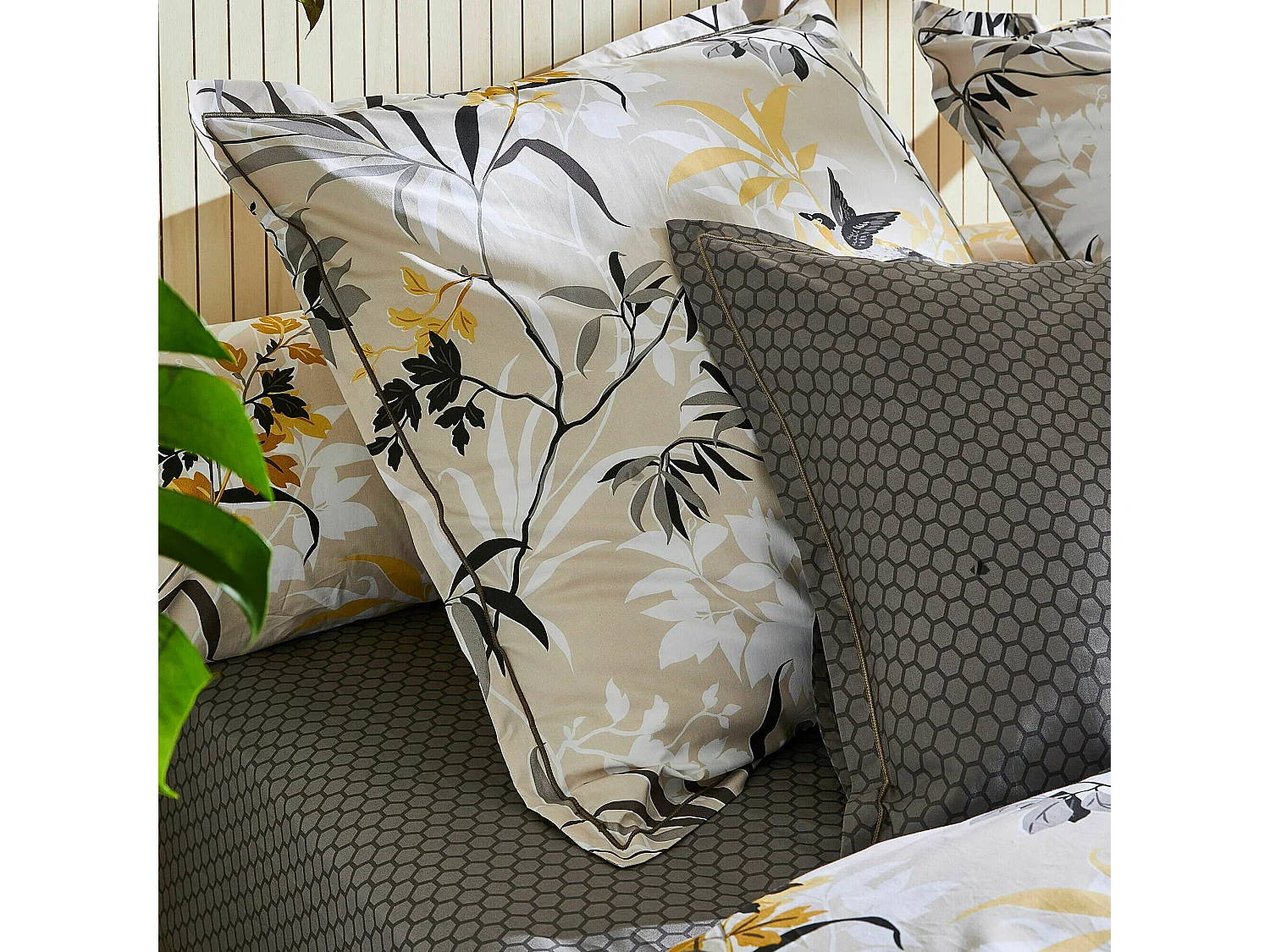 Parure de lit 140x200 cm percale coton ASIA Beige 2 pièces