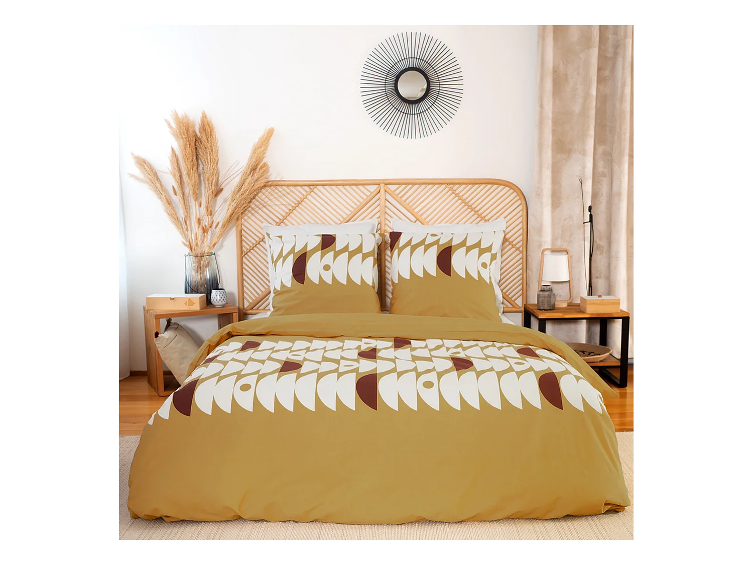 Parure de lit 260x240 cm coton BCI adouci AUBE Marron 3 pièces