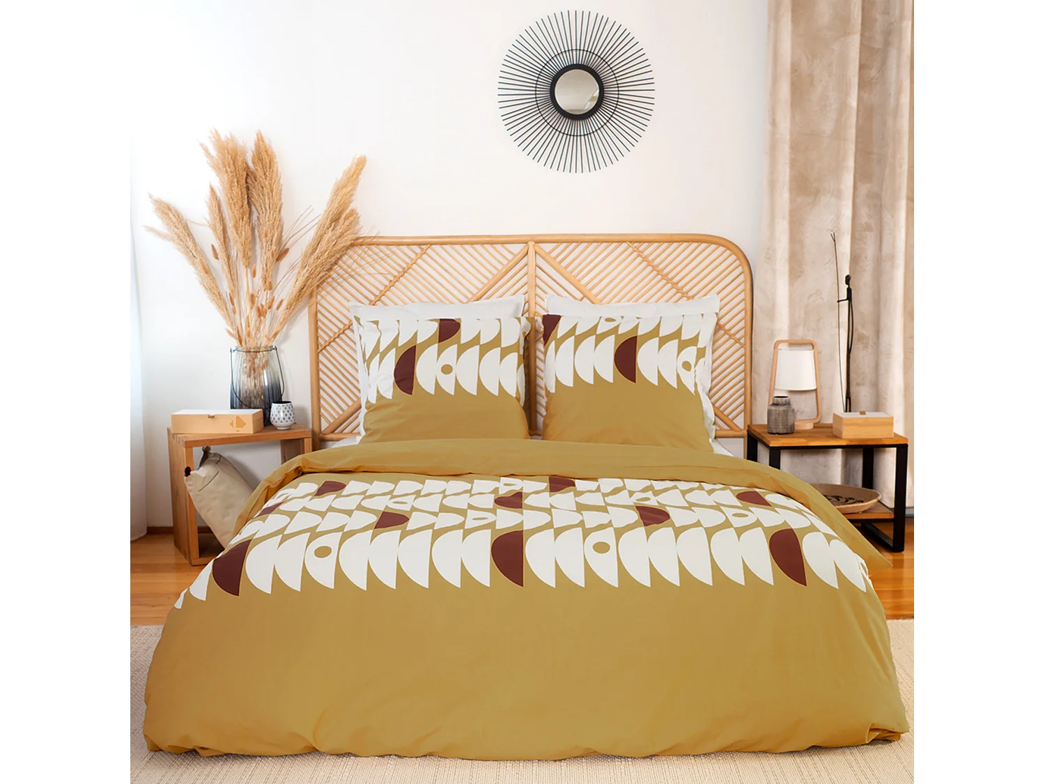 Parure de lit 260x240 cm coton BCI adouci AUBE Marron 3 pièces