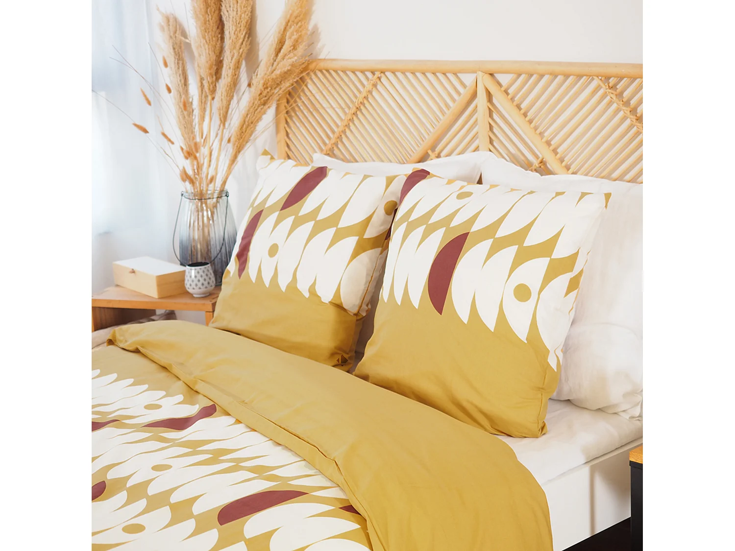 Parure de lit 260x240 cm coton BCI adouci AUBE Marron 3 pièces