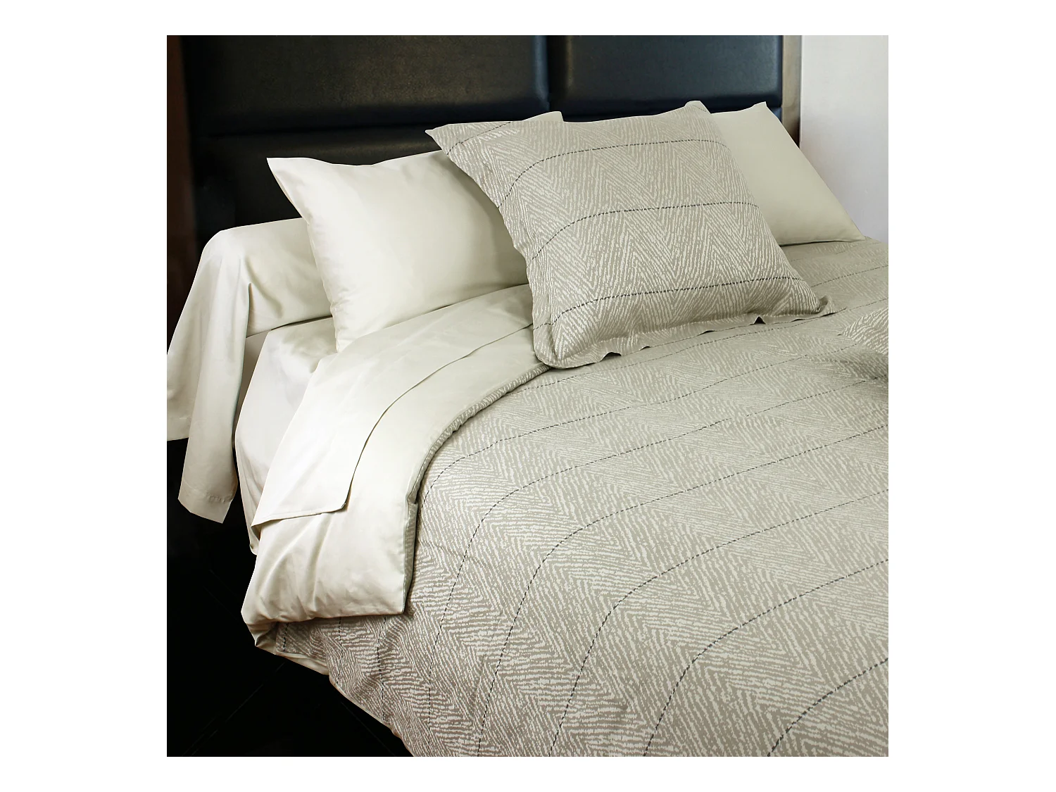 Parure de lit 240x220 cm Satin de coton ODEON Marron clair