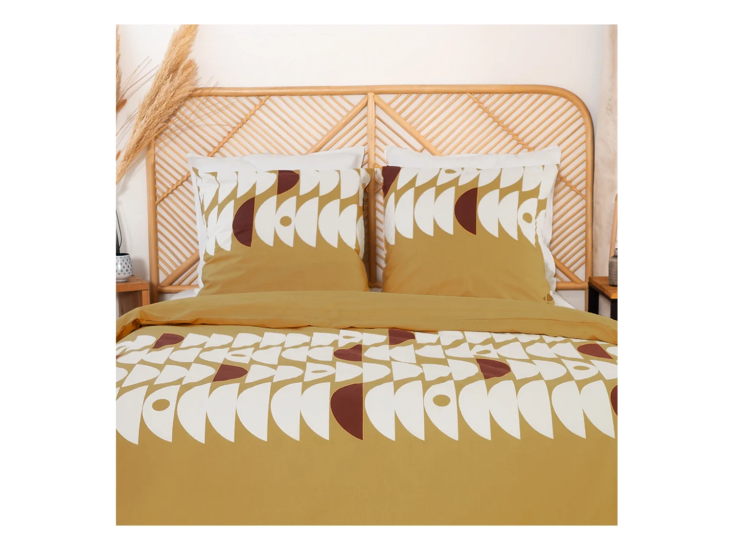 Parure de lit 240x220 cm coton BCI adouci AUBE Marron 3 pièces