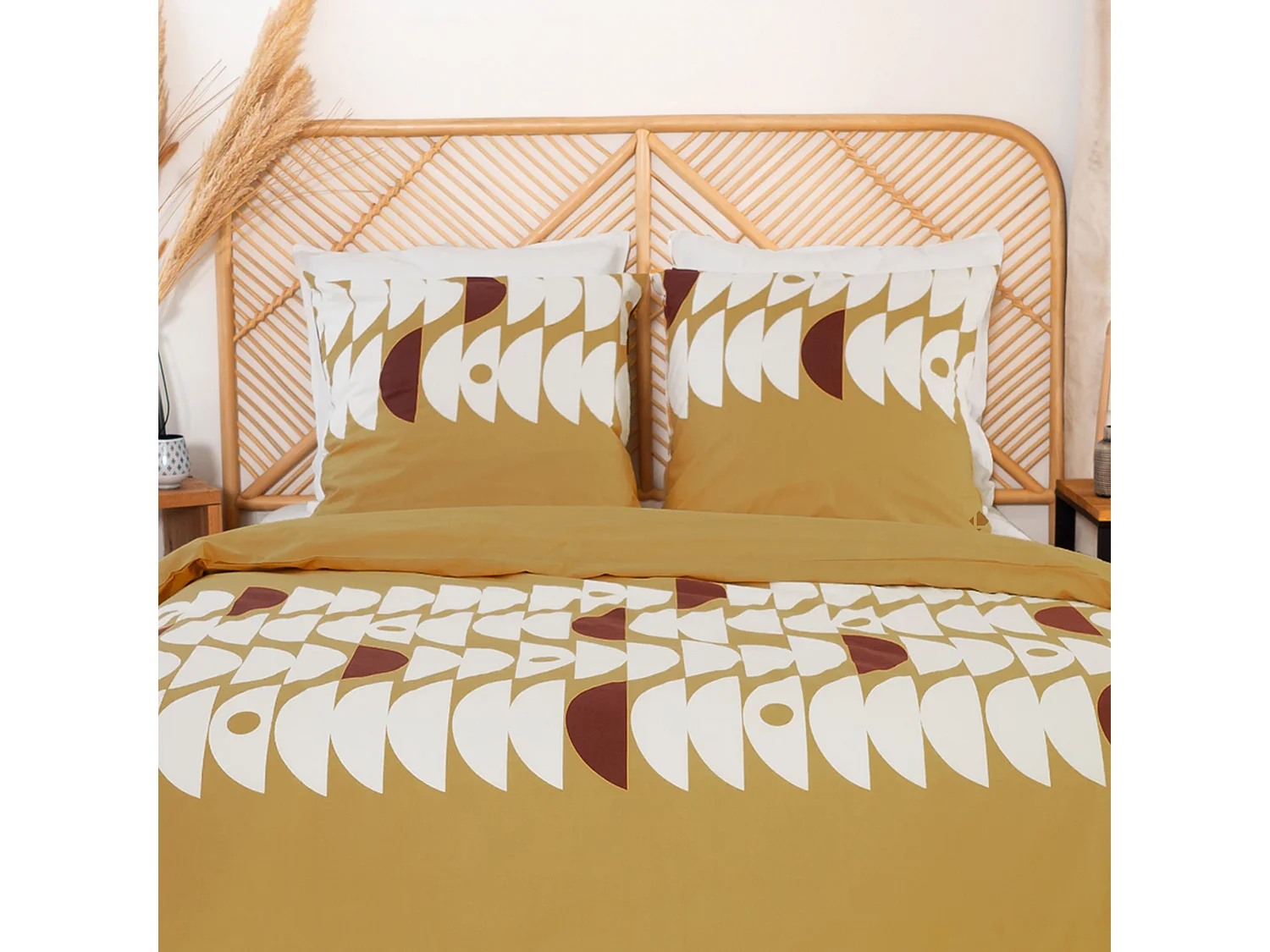 Parure de lit 240x220 cm coton BCI adouci AUBE Marron 3 pièces