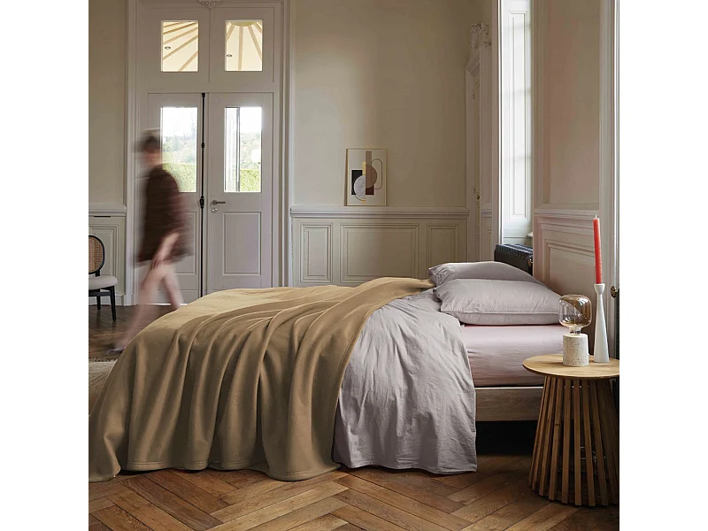 Couverture polaire 180x220 cm 100% Polyester 350 g/m2 TEDDY Marron Sable