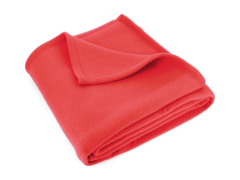 Couverture polaire 180x220 cm Isba Fraise 100% Polyester 320 g/m2 traité non-feu