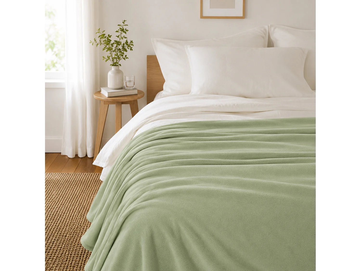 Couverture polaire 240x260 cm Isba Amande 100% Polyester 320 g/m2 traité non-feu