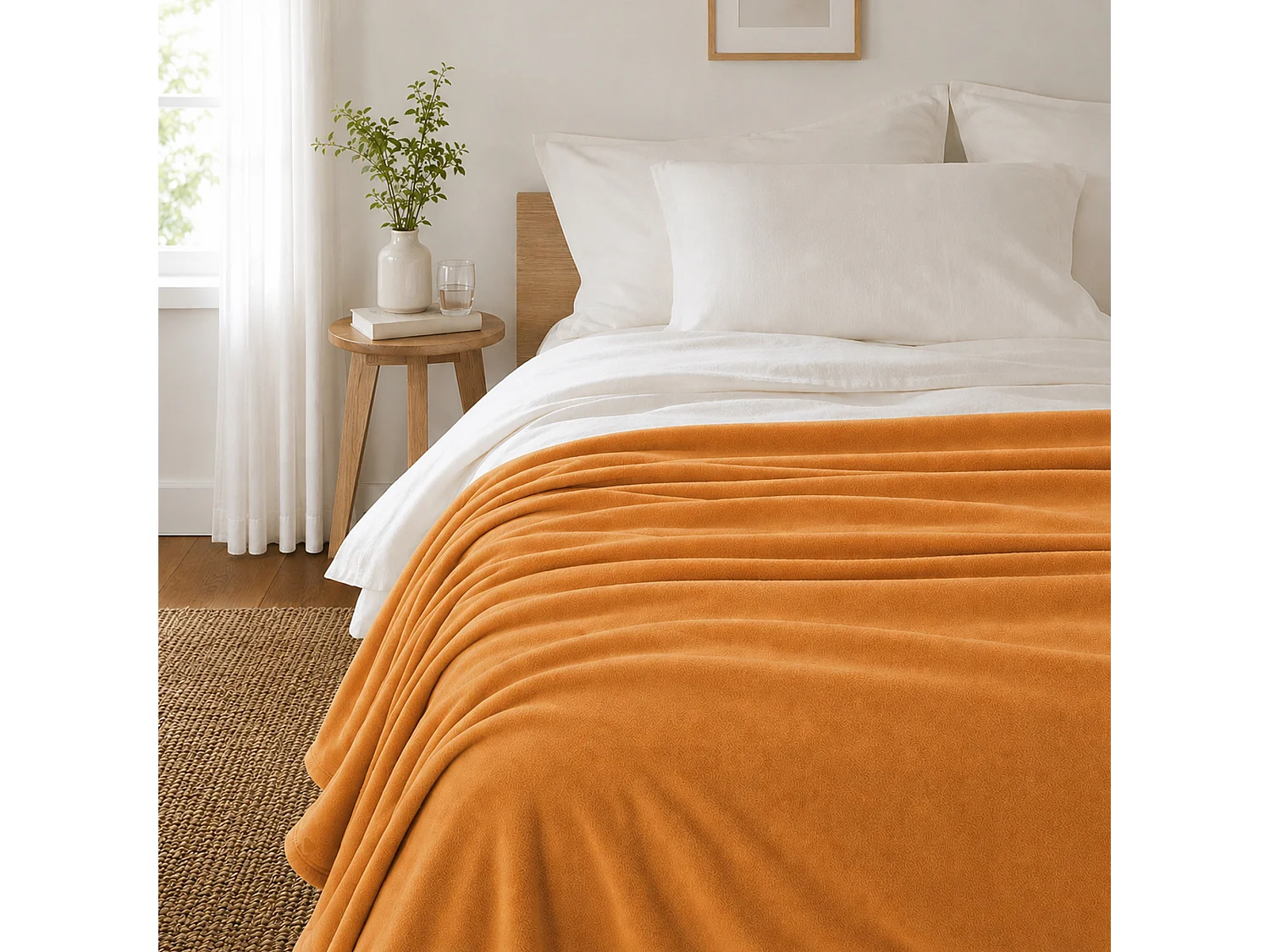Couverture polaire 180x220 cm Isba Miel 100% Polyester 320 g/m2 traité non-feu