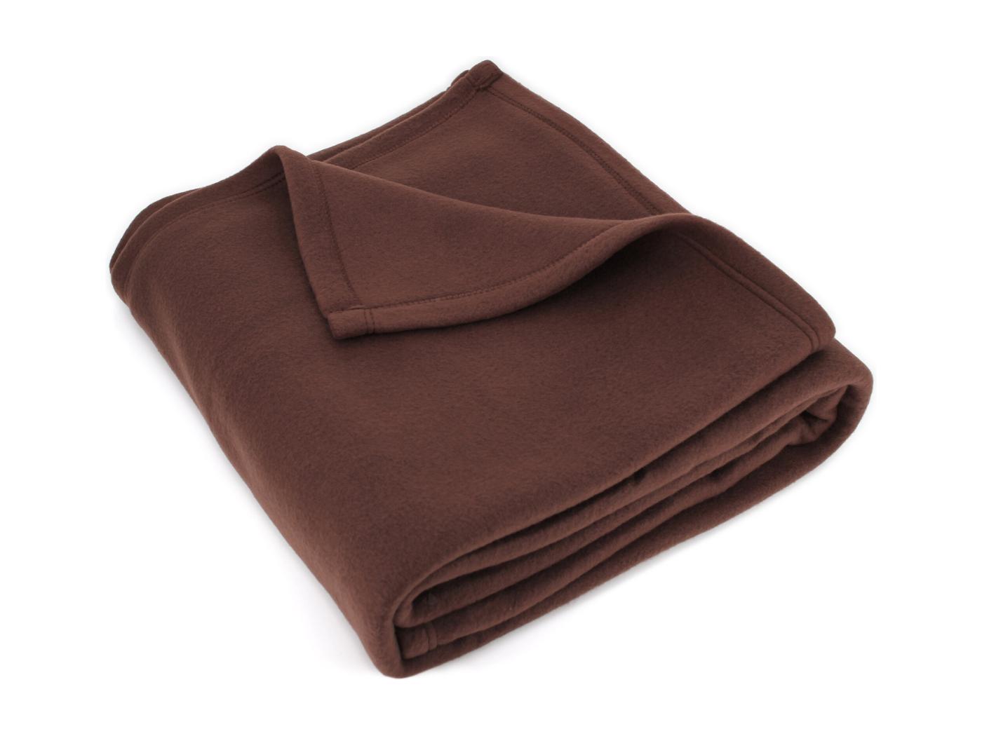 Couverture Polaire 180x220 Cm Isba Marron Chocolat 100 Polyester 320 Gm2 Traité Non Feu 0461