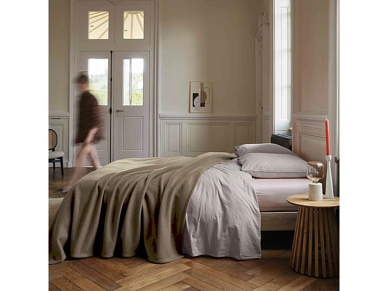 Couverture polaire 220x240 cm 100% Polyester 350 g/m2 TEDDY Marron Taupe