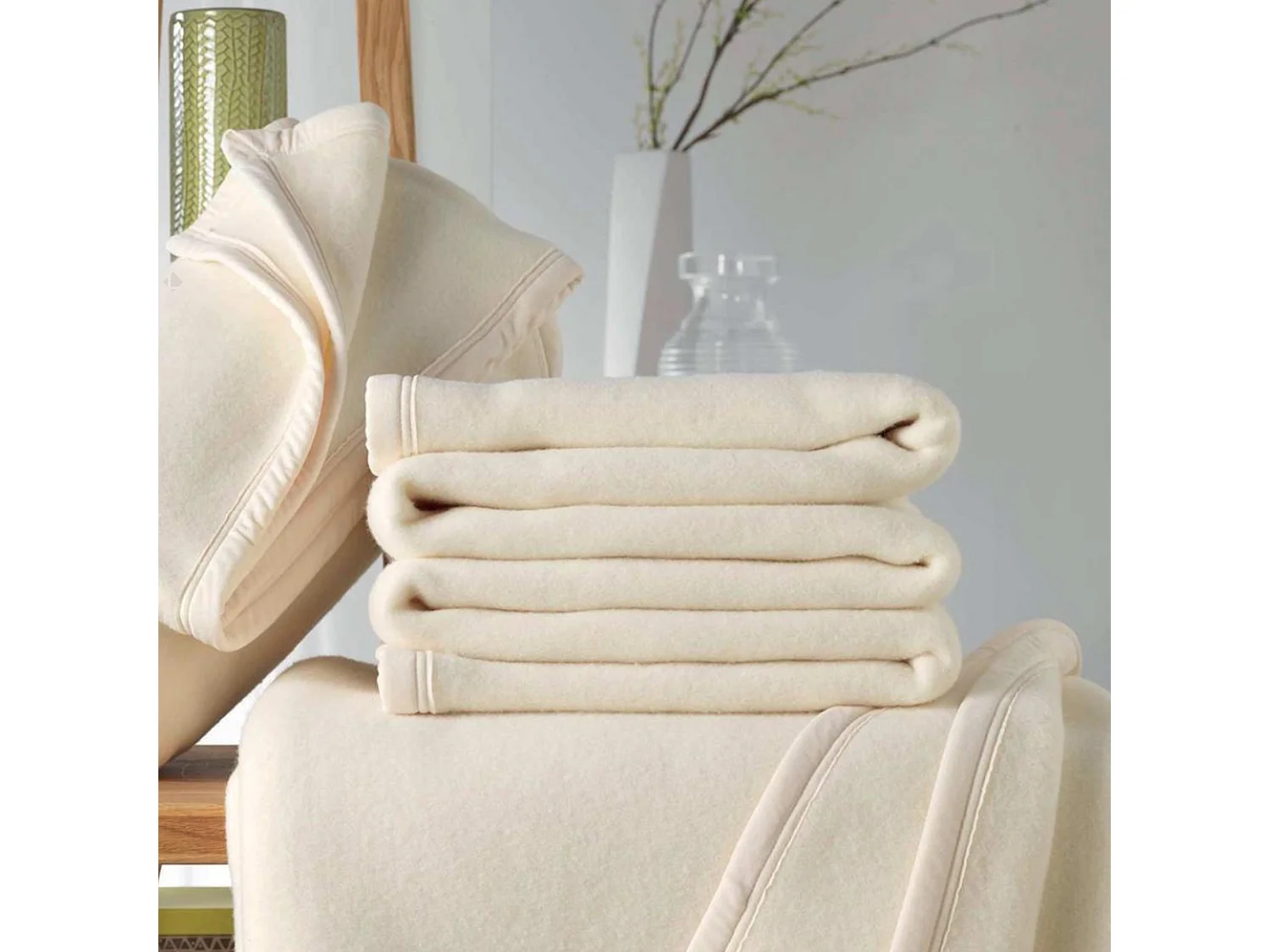 Couverture polaire 240x300 cm 100% Polyester 350 g/m2 TEDDY Blanc Naturel