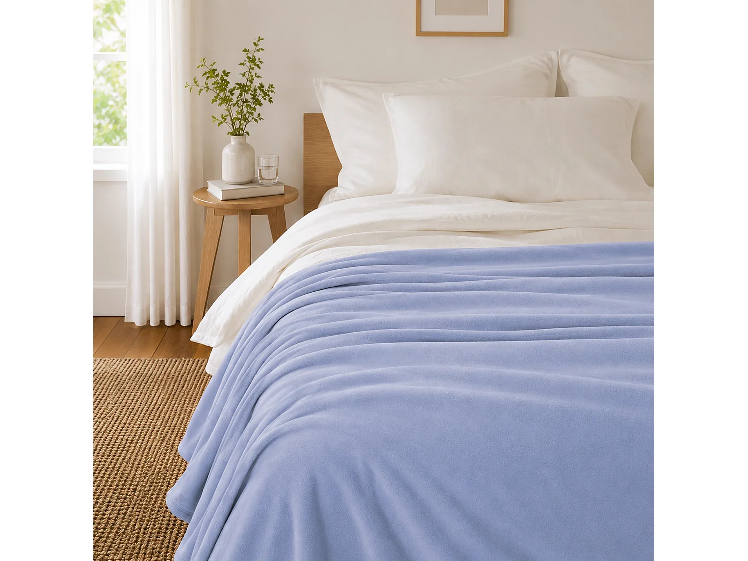 Couverture polaire 180x220 cm Isba Myosotis 100% Polyester 320 g/m2 traité non-feu