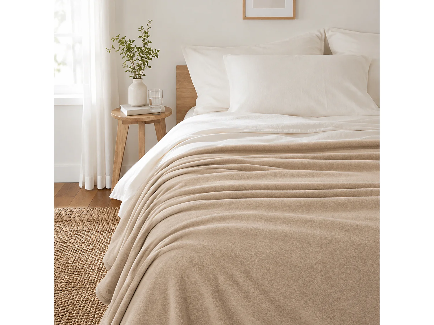 Couverture polaire 220x240 cm Isba Sable 100% Polyester 320 g/m2 traité non-feu