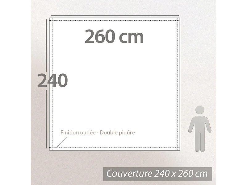 Couverture polaire 240x260 cm 100% Polyester 350 g/m2 TEDDY Gris Acier